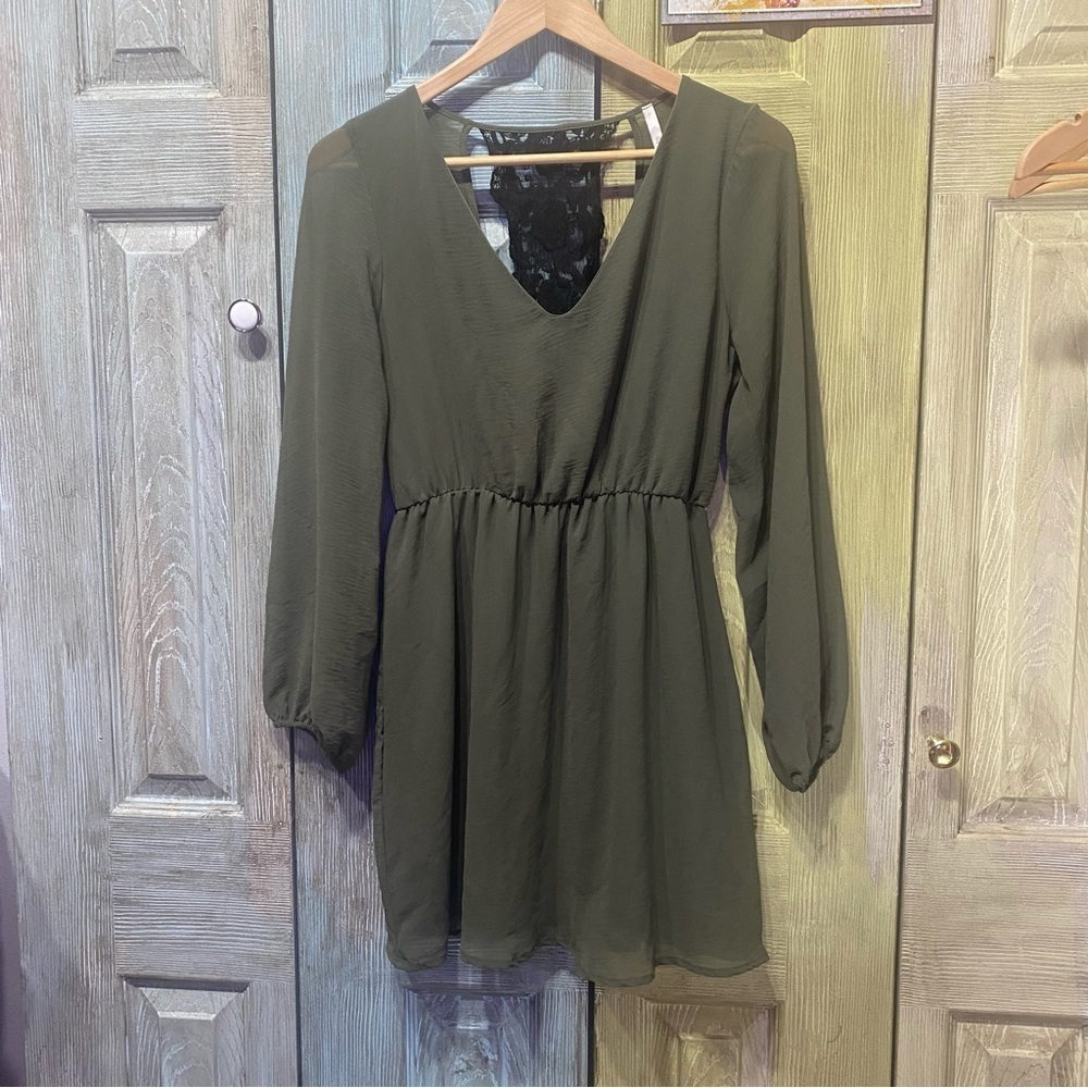 Sage Mini Dress with Lace Back​​
